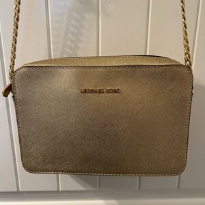 Michael Kors Gold Crossbody Bag with Chain Strap